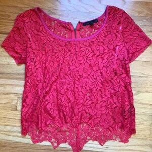 NWOT Luca couture coral lace top